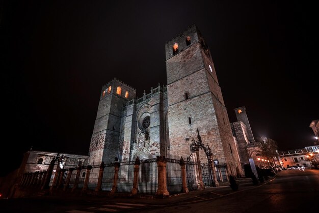 Night photo of the Cathedral of Siguenza