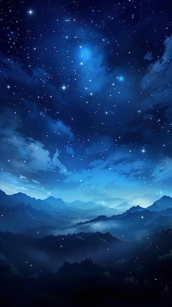 A night sky brightly lit with stars