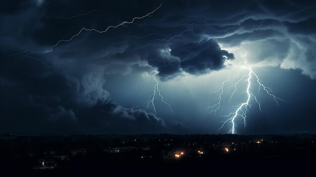 Night Sky Drama Lightning Illumination