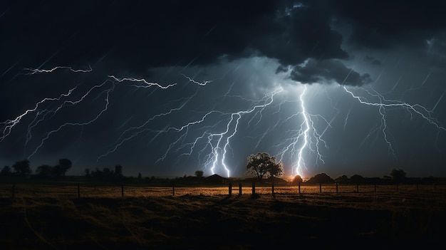 Night Sky Drama Lightning Illumination