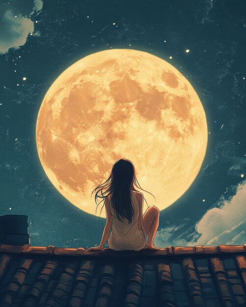 Photo night sky full moon illustration