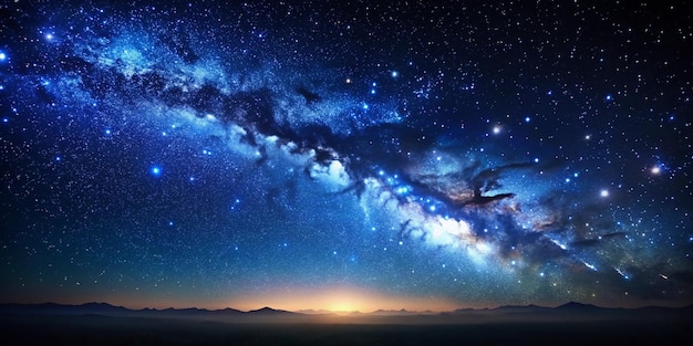 night sky full of stars mountainous landscape