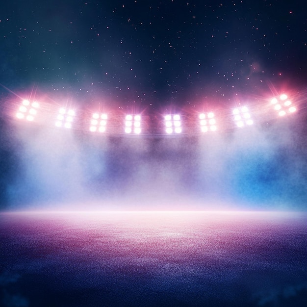 Night Sky Illuminated by Bright Stadium Lights