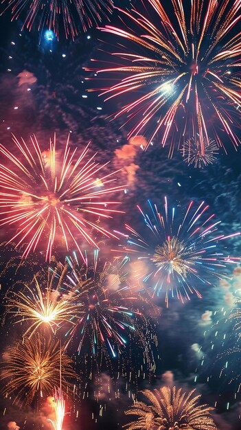 Night Sky Illuminated by Fireworks Display