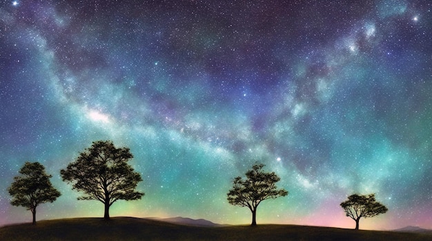 Night sky Landscape image Ai Generated