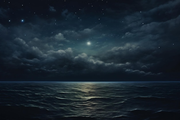 Night sky and sea Generative Ai