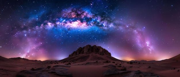 a night sky with a desert landscape and a desert with a desert in the background