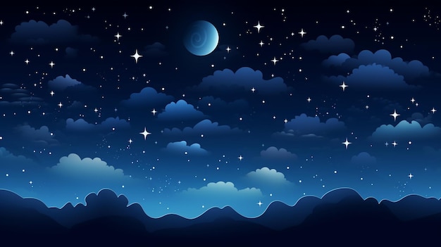 Photo night sky with full moon and bright stars background