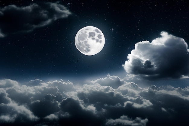 Night sky with stars and full moon background