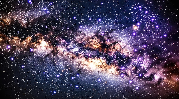 Photo night sky with stars and galaxy in outer space universe background minimalistic