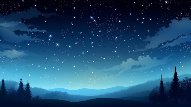 Night sky with stars Illustration AI Generative