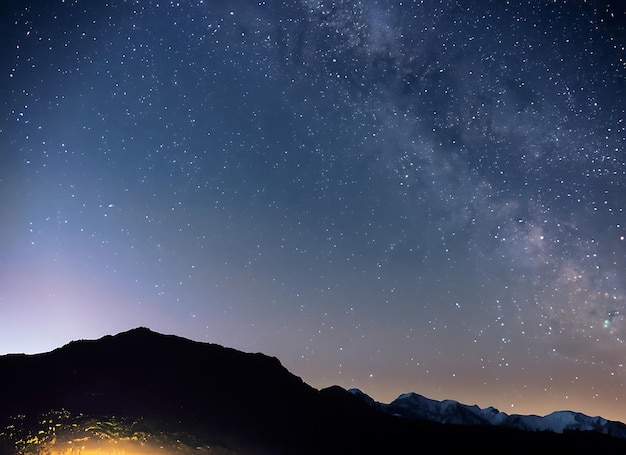 Night sky with starts and mountain background