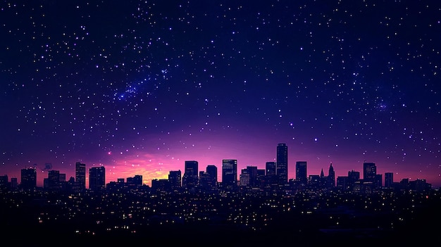 Photo night skyline cityscape with stars urban night view photo