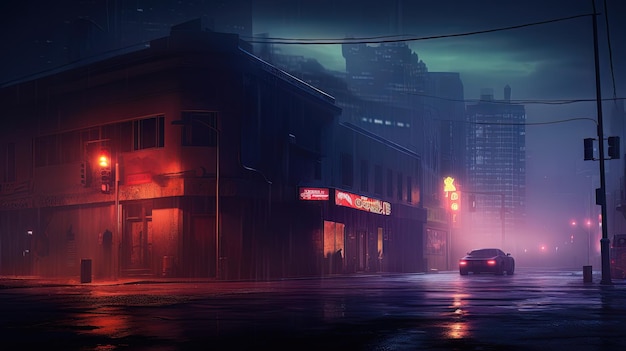 Night street with neon lights