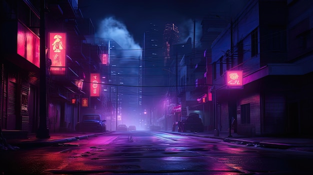 Night street with neon lights