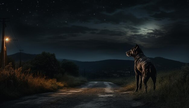 night time dog going on the way