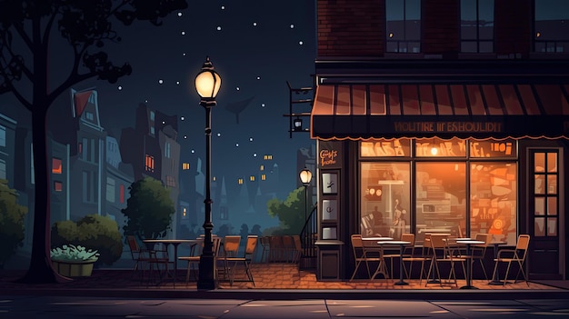 Night traditional cityscape vector style illustration