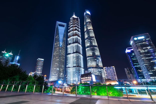 Night view of city modern buildings