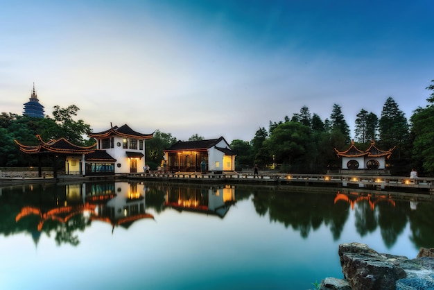 Night View of Classical Garden Architecture in Changzhou China