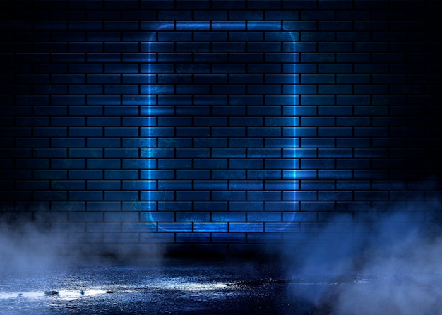 Night view of a dark street, abstract projection on an empty wall.