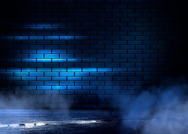 Night view of a dark street, abstract projection on an empty wall.