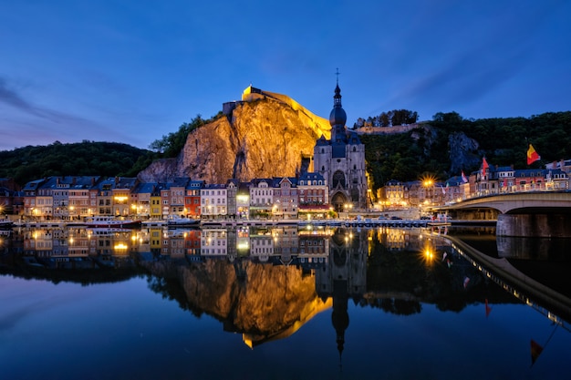 Night view of Dinant town, Belgium