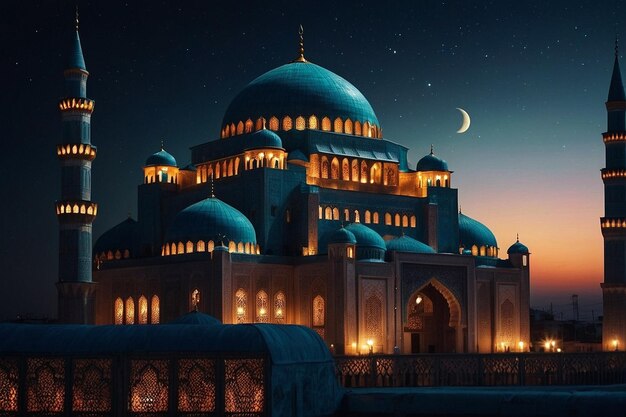 Night view of an illuminated mosque