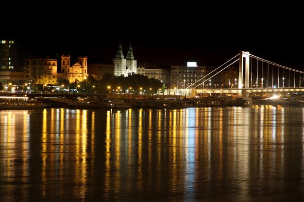 Photo night view of panorama budapest hungary