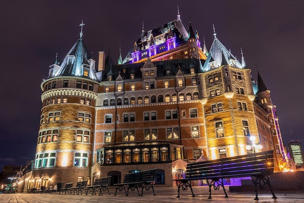 Night view of the Quebec City Old Town in autumn