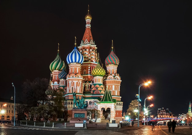 Night view on Saint Basil cathedral, Red Square, Moscow, Russia