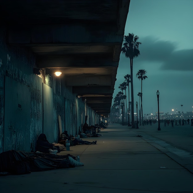 Night view of a street in San Diego California USA