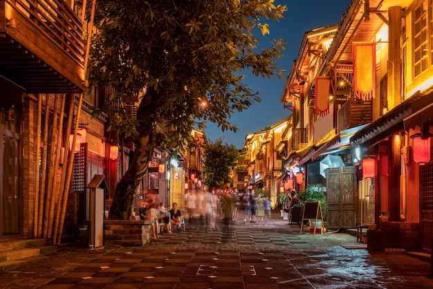 Night view of town streets in Chongqing