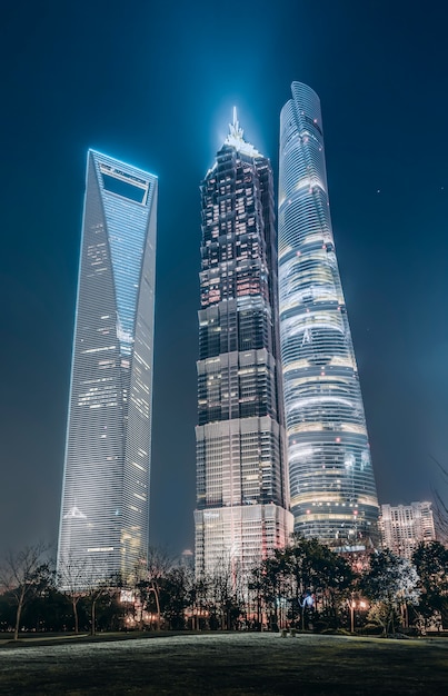 Night View of Urban Architecture in Lujiazui, Shanghai