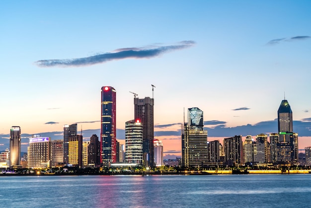 Night view of the waterfront cities: Nanchang, China