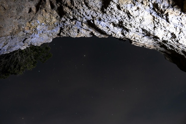 Night view of the window of the devil Cuenca Spain