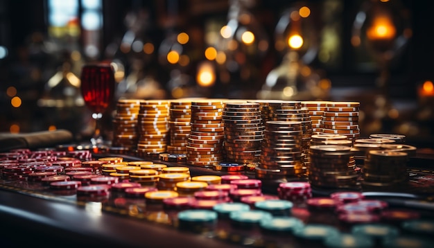 Nightclub celebration with illuminated bar glowing whiskey and stacked bottles generated by artificial intelligence