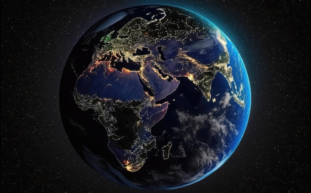 Nightly planet Earth earth day concept background Ecology and environment concept