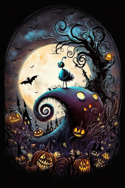 The nightmare before christmas halloween poster Generative AI