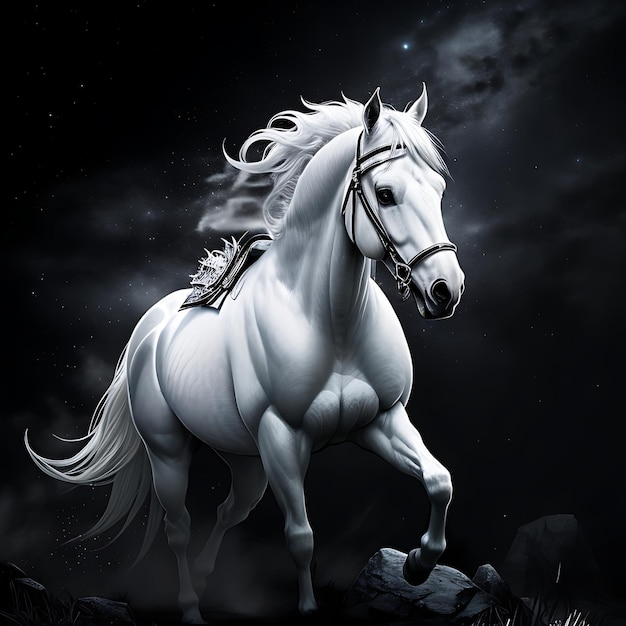 Nightmare Steed Super Realistic Aesthetic Splash Arts for TShirt Design in Starry Day Colors