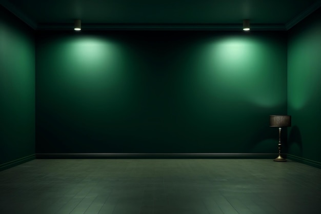 Nighttime Elegance Empty Dark Green Room with Copy Space Generative AI