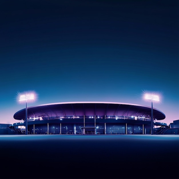 Nighttime Football Stadium Illuminated Lights Evening