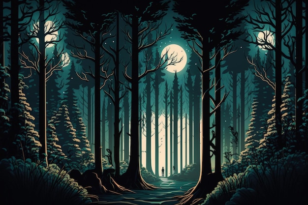 Nighttime forest