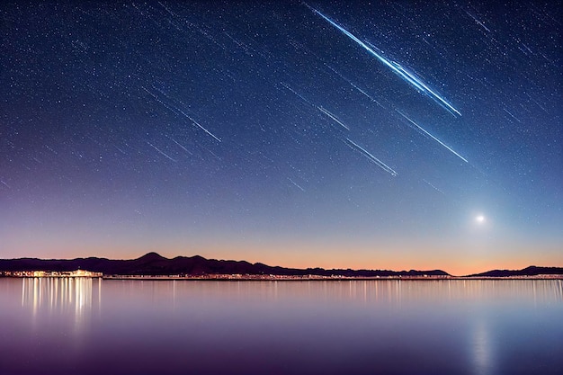 nighttime long exposure astrophotography of the sky, stars swirling