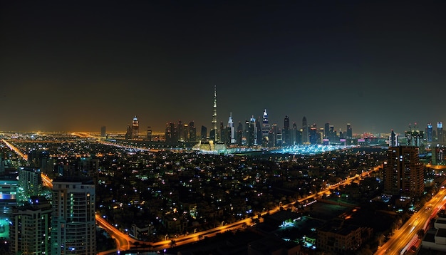 Nighttime Panoramic view of Dubai