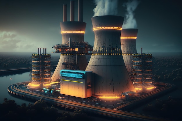 Nighttime Power Generation Illuminating the Grid with Nuclear Energy Ai generated