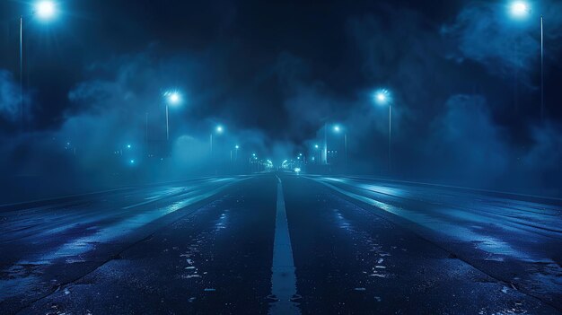 Nighttime Road Disappearing Into Fog