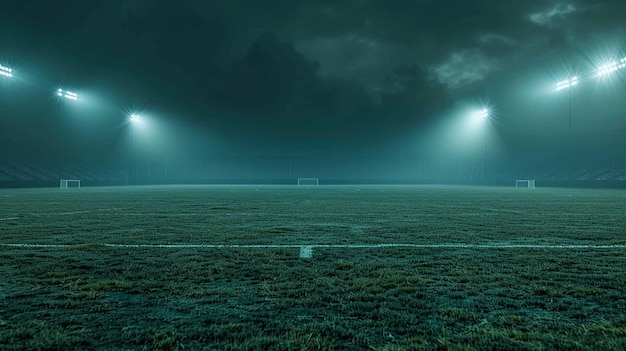 Nighttime Soccer Field Illuminated by Lights