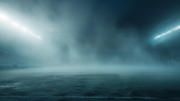 Nighttime Stadium Ambiance with Foggy Atmosphere