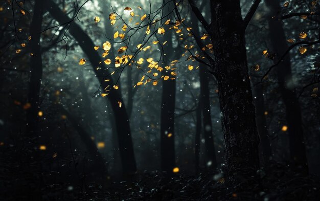 Nighttime Winds Rustling Leaves in the Darkened Forest