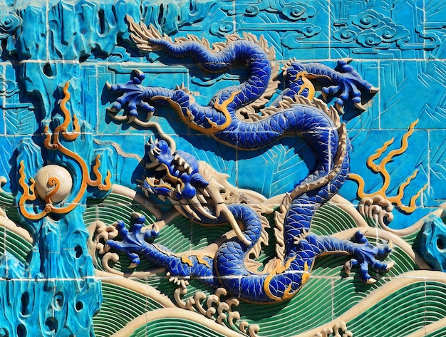 Nine-Dragon Wall in Beihai Park in Beijing